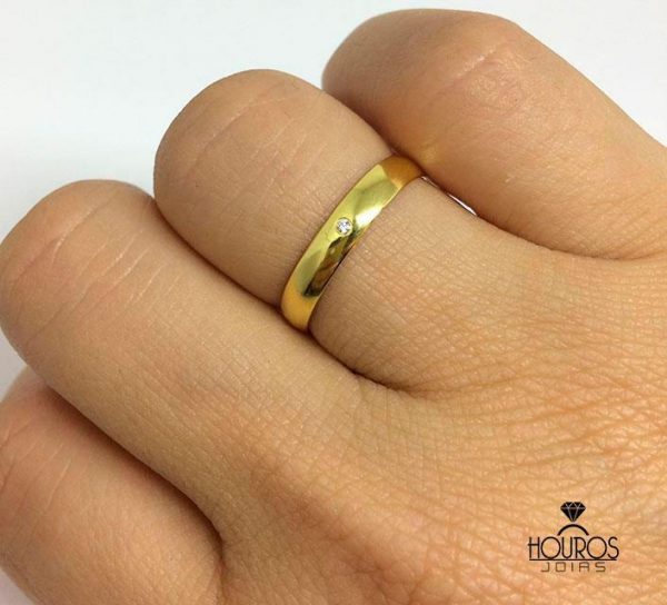 Par de Alianças de Ouro 18k Abaulada Casamento ou Noivado 2