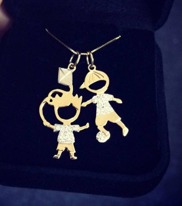 Cordão com Pingentes Meninos Ouro 18k 1