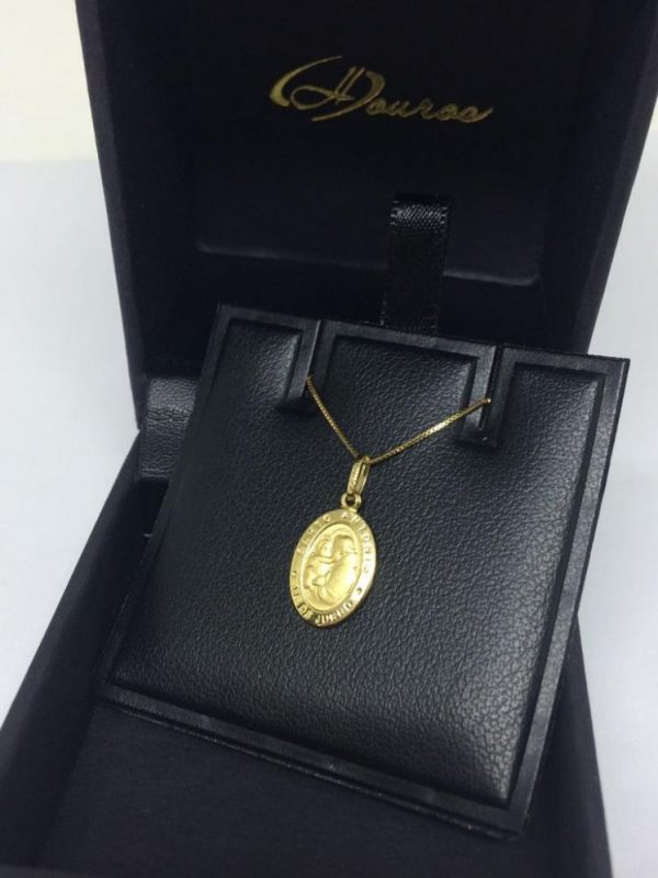 Cordão de Ouro Feminino Corrente veneziana 60cm + Pingente Santo Antonio Ouro 18k 1
