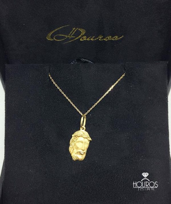 Cordão de Ouro Masculino Corrente Cartier Cadeado 60cm + Pingente Face de Cristo 1