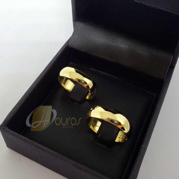 Par de Alianças Ouro 18k Casamento 5mm 10g Reta Brilhantes 2