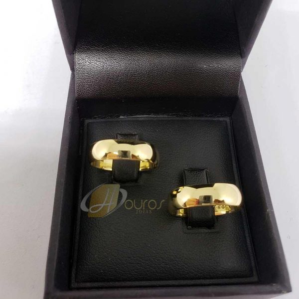 Par de Alianças Ouro 18k Casamento 5mm 10g Reta Brilhantes 4