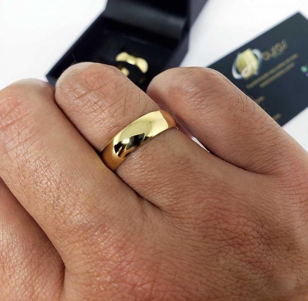 Par de Alianças Ouro 18k Casamento 5mm 8g Abaulada 1